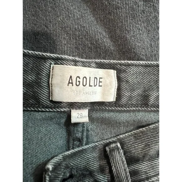 AGOLDE 90's Mid Rise Distressed Loose Jeans in Smokestack